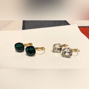 Elegant Green and Clear Crystal Earrings